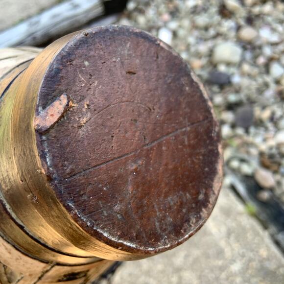 Vintage Decorative Segmented Wood Look Pottery Vase - Picture 6 of 8